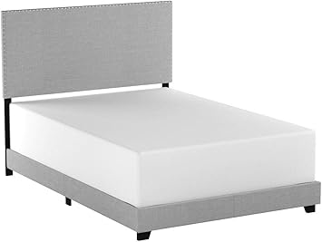 Amazon Com Crown Mark Erin Upholstered Panel Bed In Gray Full Furniture Decor