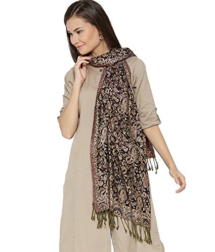 weavers villa - twill pashmina woven paisley jaal design scarf, stoles, shawls