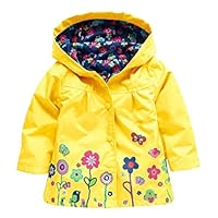 Vividda Girl Baby Kid Waterproof Hooded Coat Jacket Floral Outwear Raincoat Hoodies for 4-5 years old Yellow