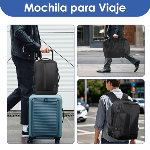 Viaje de Mochila al Vacío con Bombas Aire Eléctricas, 36-55L Expandible, Separación húmeda y seca, con Bolsa de Aire Antirrobo para Viajes