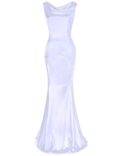 amber mermaid dress Simple Satin Mermaid Wedding Dress with V-Neck