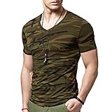 XShing Mens Comfort-Soft Fitness Stretchy Crew-Neck Camo T-Shirt