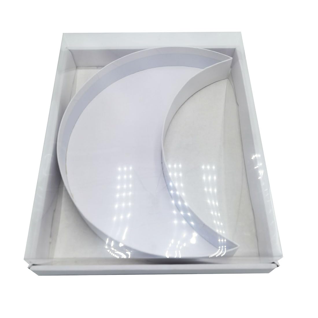 WENPACK 30.5cm EID Ramadan Fillable Cardboard Moon Shaped Box Clear Cover Sweets Charcuterie Grazing Packaging (Moon) — image 1