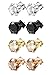 ORAZIO 4 Pairs Stainless Steel Women Stud Earrings Mens Ear Piercing Cubic Zirconia Earrings 4mm