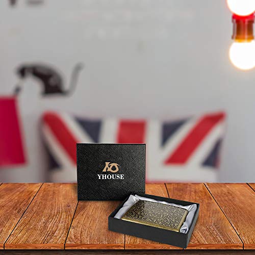 Retro Metal Cigarette Case Box - Yhouse Double Sided Spring Clip Open Pocket Holder for 20 Cigarettes (Golden) - Thumbnail 6