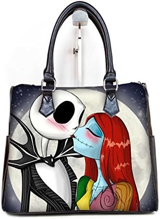 Fashionable Female Women Barrel Type Handbags Pouch Jack and Sally Print.