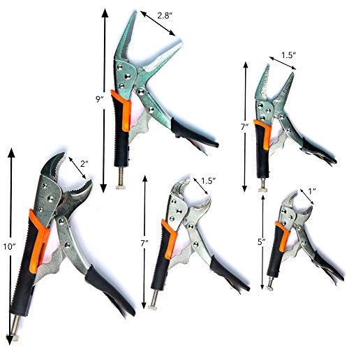 image for Fstop Labs 5 Pack Set Locking Pliers Set, 5 Inch, 7 Inch and 10 Inch C