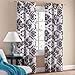 Black and White Damask Curtain Panel Set of 2, 40x84-Inch.