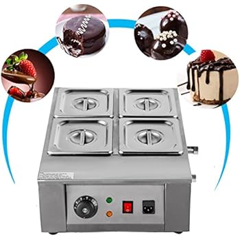 VEVOR 1KW Electric Chocolate Melting Pot Machine 4Tanks 17.6lbs Capacity Commercial Home Electric Chocolate Heater Electric Chocolate Melter for Bakeries Cafes and Chocolate Fountains (4 Tanks)