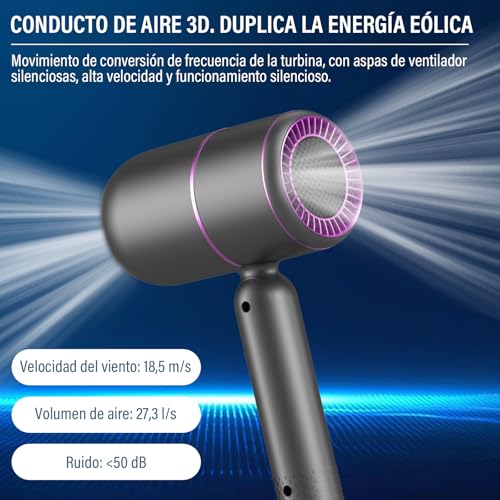 KIROGILY Secadora de Cabello, Secadora con Difusor para Rizos, Soporte, 2 Peine, Champú. secador de Pelo Plegable 1000W 2 Temperaturas 1.7M Cable, secador Ion Negativo