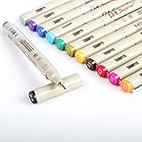 JX Superior-807C Needle Drafting Pen,Professional Drawing Pen,Technical Micro Pigment Liner Pens,Pack of 12 Assorted Colors,0.5MM Tip Sizes