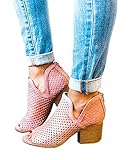Womens Booties Chunky Low Heel Peep Open Toe Suede Ankle Chukka Chelsea Taupe Boots