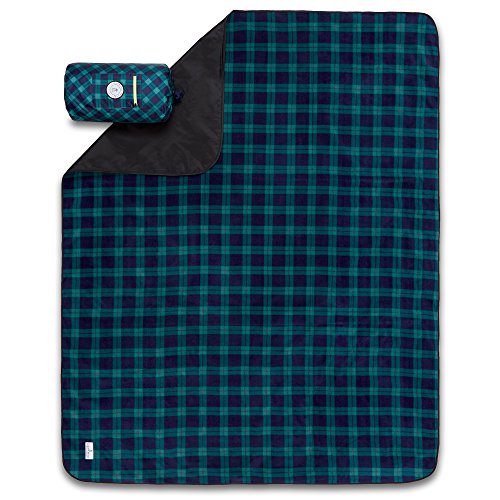 Picnic & Outdoor Blanket | Plush and Water-Resistant Outdoor Mat | Perfect for Camping, Beach, Park and Picnics | Marina Green Plaid - Thumbnail 3