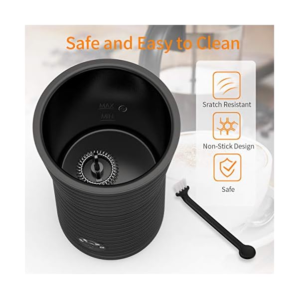 MilchaufschÃ¤umer Elektrisch, Morpilot 4 In 1 MilchschÃ¤umer, Automatisch Milk Frother fÃ¼r HeiÃer & Kalter Milchschaum, Anti-Rutsch Design, 3 Dreher, Silikon LÃ¶ffel & ReinigungsbÃ¼rste, 400W, 240ml – Bild 7
