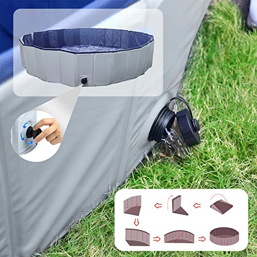 Dog Pool Hard Plastic Dog Swimming Pool Kiddie Pool Collapsible Dog Pet Pool Portable Bathtub Leakproof Bathing Dog Tub for Small Medium Large Dogs Shower Puppy Cats Ducks(47.2\