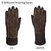 LETHMIK Thick Suede Leather Gloves Womens Winter Warm Fleece Lined with Long Knit Cuff Brown