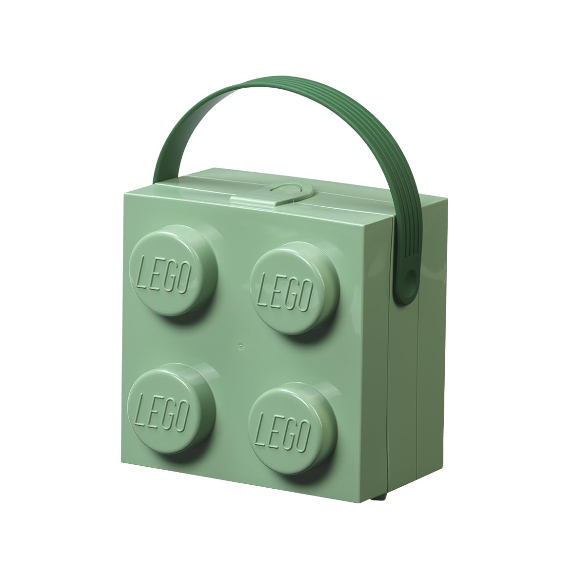 LEGO Lunch Box with Handle Sand Green - Portable Lunch Box for Kids & Adults, Food Storage Container with Lid, Dishwasher Safe, 2.1L, Snack Box