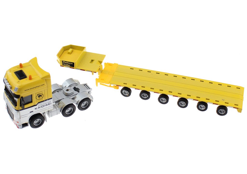 Hugine 1:50 Container Truck Low Bed Transport Vehicle Truck Goods Wagon Lorry Alloy Diecast Model Yellow