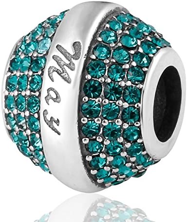 Birthday 12 Colors Christmas Charms 925 Sterling Silver Crystal Charm for European Bracelet