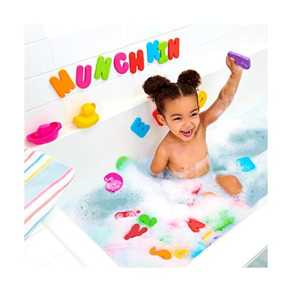 Munchkin-Learn-Bath-Toy-36-Bath-Foam-Letters-and-Numbers-Letters-A-Z-Numbers-0-9 Munchkin Learn Baby Bath Foam Letters & Numbers, Mess-Free Baby Bath Toys & Shower Toys, Sticks on Tiles & Porcelain…