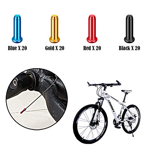 TADAE 80 Pcs Alloy Road Mountain Bicycle Bike Brake Cable Cap End Tips Crimp Silver, 4 Colors