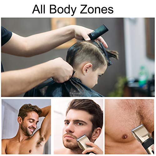 MOTOBA Professional Hair Clippers for Men, Rechargeable Hair Trimmer Cordless Barber Shavers Haircut Kit with 6 Combs (Gold)