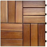 Kingfisher FT100 Wooden Decking Tiles - Natural Wood (Pack of 9 ...