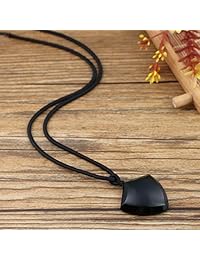 COAI - Collar con colgante de escudo de la fe de obsidiana, color negro