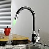 Greenspring Black Solid Painting Deck Mount Painting Finish Kitchen Sink Faucet LED light Wet Sink Bar Faucet, Oil Rubbed Bronze