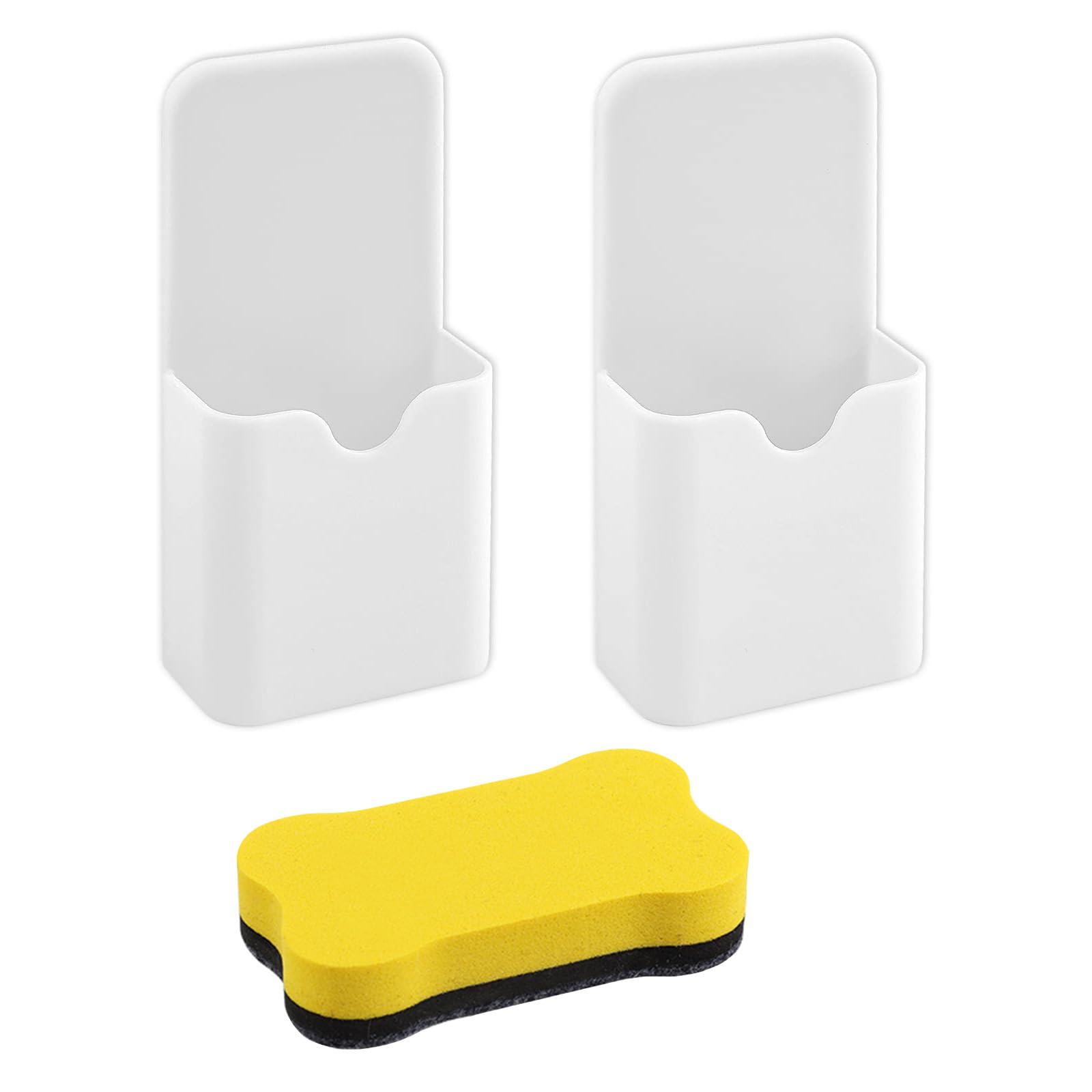 Qinsky Magnetic Pen Holder,2 Pcs Magnetic Pen Pencil Holder Organizerr Magnetic Pen Marker Holders with 1 Magnetic Whiteboard Eraser Home Office Supplies for Refrigerator Whiteboard Locker