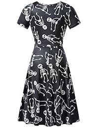 FENSACE Vestido de calabaza de manga corta para mujer, estilo casual