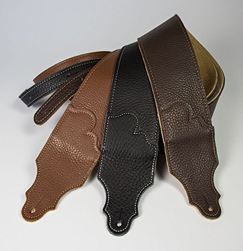 Franklin Strap 3" Original Natural Glove Leather with Suede Backing Guitar Strap Caramel/Gold Stitching