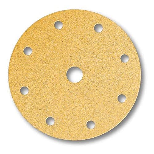 Mirka Gold Universal-Schleifpapier Ø 150mm Klett 9-Loch, Korn P400, 100 Stk/Zum Schleifen von Gips, Spachtel, Spanplatten, Holz, Lack
