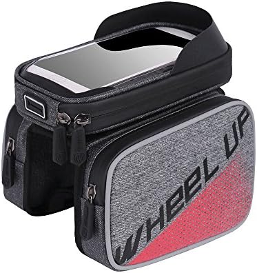 Bicycle Cycling Frame Front Top Tube Bag with Waterproof Touch Screen,Waterproof 6.0 inch Touch Screen Mobile Phone Bag With Sun Visor Apply For a Variety of Mobile Phone Models (red)