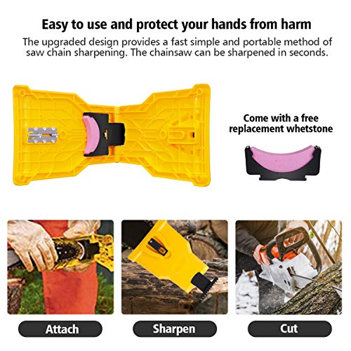 Baban Chainsaw Sharpener Universal Chain Saw Blade Sharpener, Fast Sharping Stone Grinder Tools Chain Saw Blade Sharpener Compatible with 14 16 18 20 Inch, with Extra Whetstones