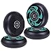 AOWISH 4-Pack Inline Skate Wheels [Available in Sizes 72mm 76mm 80mm] Inline Skates Replacement Wheel with Bearings ABEC-9 (Black and Green)