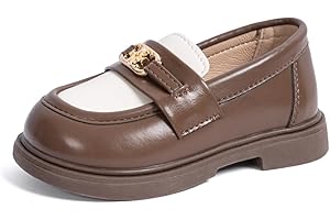 ISINSER Toddler Boys Girls Classic Dress Shoes Little Kid PU Leather Comfort Rubble Sole Oxford School Uniform Wedding Flats