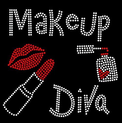 Makeup Diva Lipstick Nail Polish Rhinestone Transfer Iron on