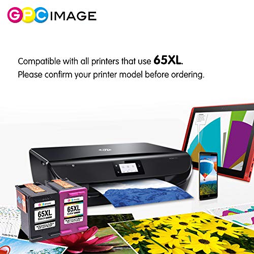 GPC Image Remanufactured Ink Cartridge Replacement for HP 65XL 65 XL Ink High Yield to use with Envy 5055 5052 5058 DESKJET 3752 3755 3758 2622 2655 3720 Printer (1 Black, 1 Tri-Color, 2 Pack)