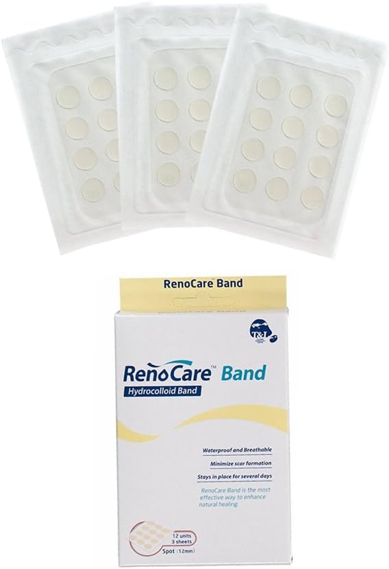 Renocare Medical Device Patches Acne A Day Treatment For Spots Pimples Absorbing Healing - 1/2, 12Mm Diameter (1Pack - 36 Patches, 36 Patches/Pack)