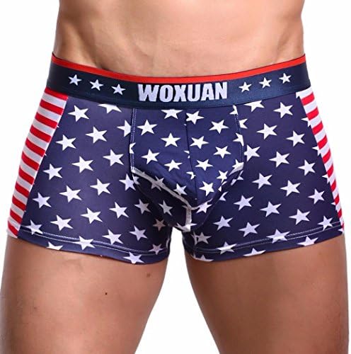 Men's Underwear, Soft Boxer Briefs American Flag Sexy Underwear (XL, Red)