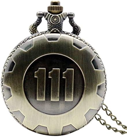DALAI Retro Quartz Chain Pocket Watch Fallout 4 Theme Pendant Vault 111 Bronze