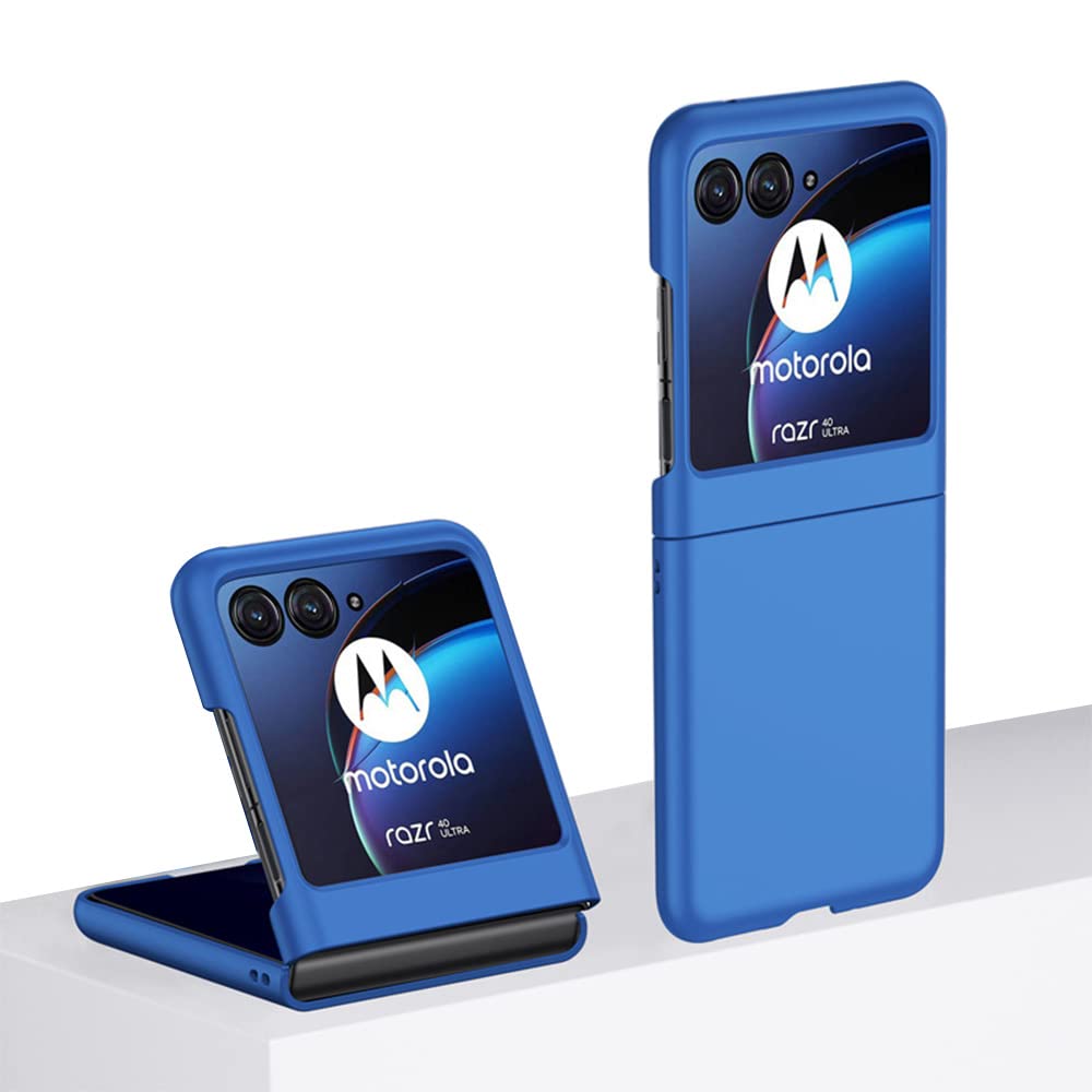 QINOUK Case for Motorola Razr 40 Ultra, [Anti-Scratch] Ultra-thin Hard PC Protective Case Shockproof, Filp Cover for Motorola Razr 40 Ultra-Blue