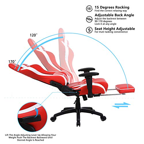 Dowinx Gaming Chair with Footrest Ergonomic Racing Style Recliner with