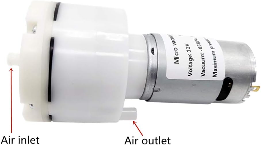 12V vacuum pump, miniature negative pressure pump diaphragm pump vacuum adsorption, 65KPA vacuum degree 16LPM flow: Home Improvement