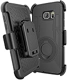 Galaxy S7 Case, E LV S7 Holster Case Cover - Dual Layer Armor Defender Protective Case Cover with kickstand and Belt Swivel Clip for Samsung Galaxy S7 - [BLACK]