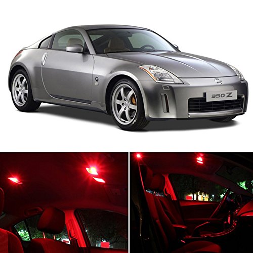 Nissan 350Z 2003-2008 Red Premium LED Interior Lights Package Kit (5 Pieces)