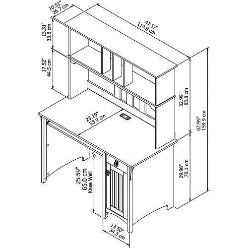 Bush Furniture Salinas Computer Hutch Study Table with Drawers