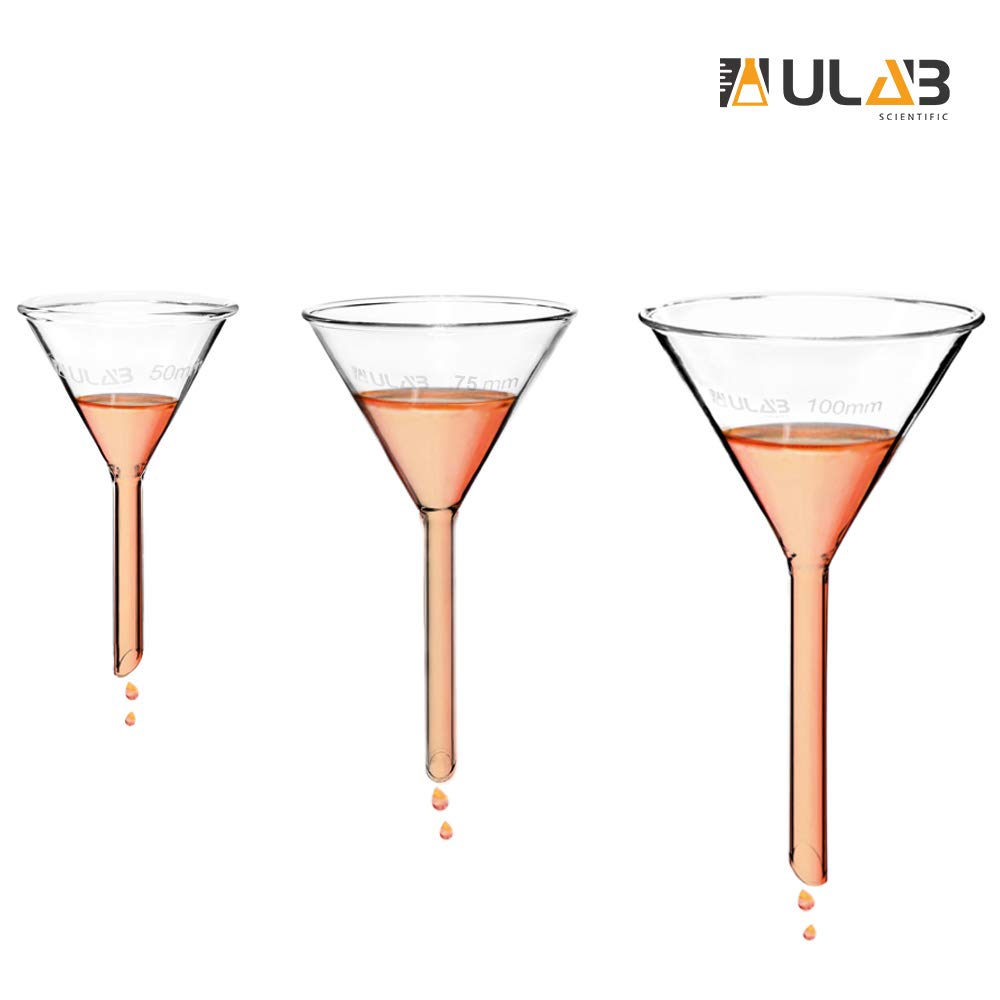 Scientific Glass Funnel Set, 3 Sizes50 75/ 100mm, Approx. 60° Angle
