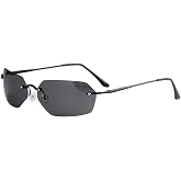RCXKOOM Matrix Neo Agent Smith Sunglasses Halloween Matrix Costume Glasses | Rimless, Metal Frame, Frameless, UV400, Black Y2K, Futuristic Style, Daily Wear Shades